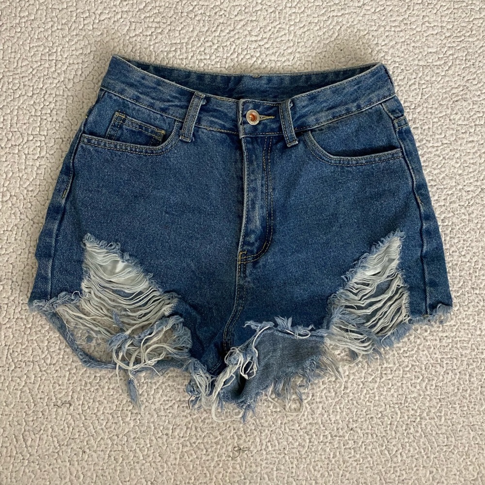 High waisted ripped jeans short